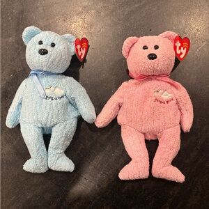 Ty Beanie Babies Blue and Pink Bears